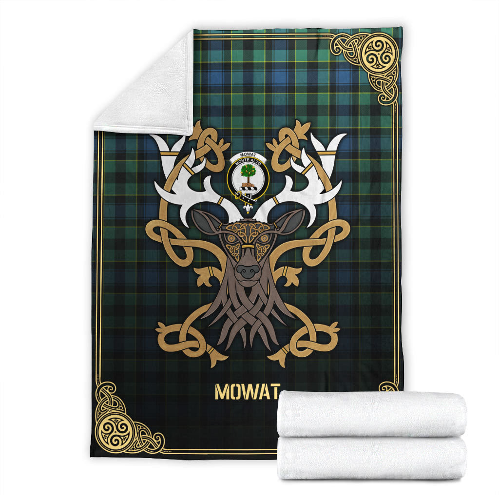 Clan Mowat Ancient Tartan Crest Premium Blanket Celtic Stag Style TJ98 Clan Mow Tartan Today   