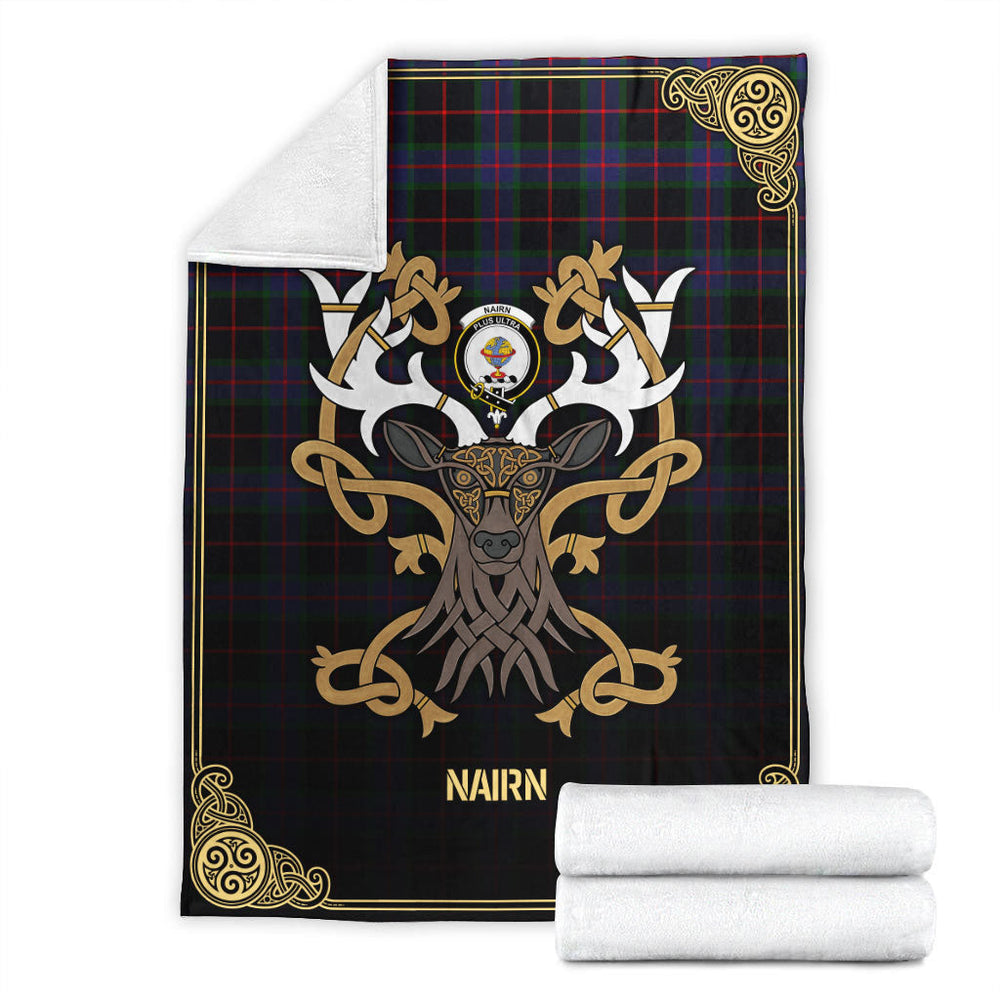 Clan Nairn Tartan Crest Premium Blanket Celtic Stag Style AU24 Clan Nairn Tartan Today   