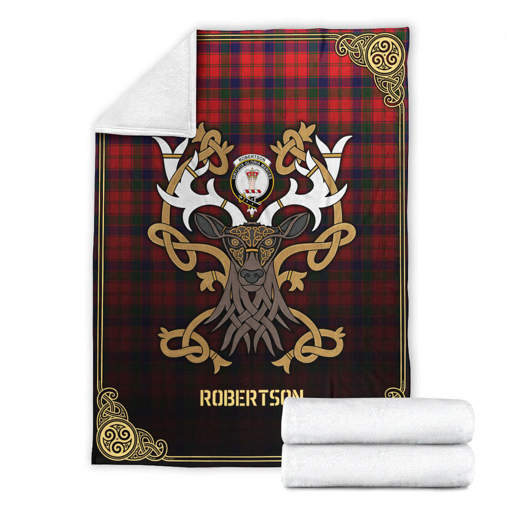 Clan Robertson Modern Tartan Crest Premium Blanket Celtic Stag Style WR84 Clan Robertson Tartan Today   