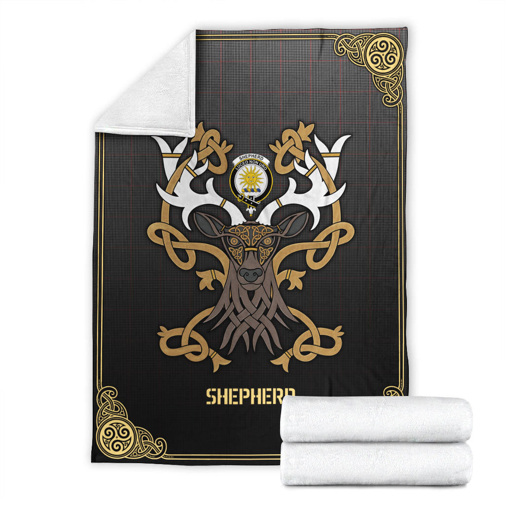 Clan Shepherd Tartan Crest Premium Blanket Celtic Stag Style AP59 Clan Shepherd Tartan Today   