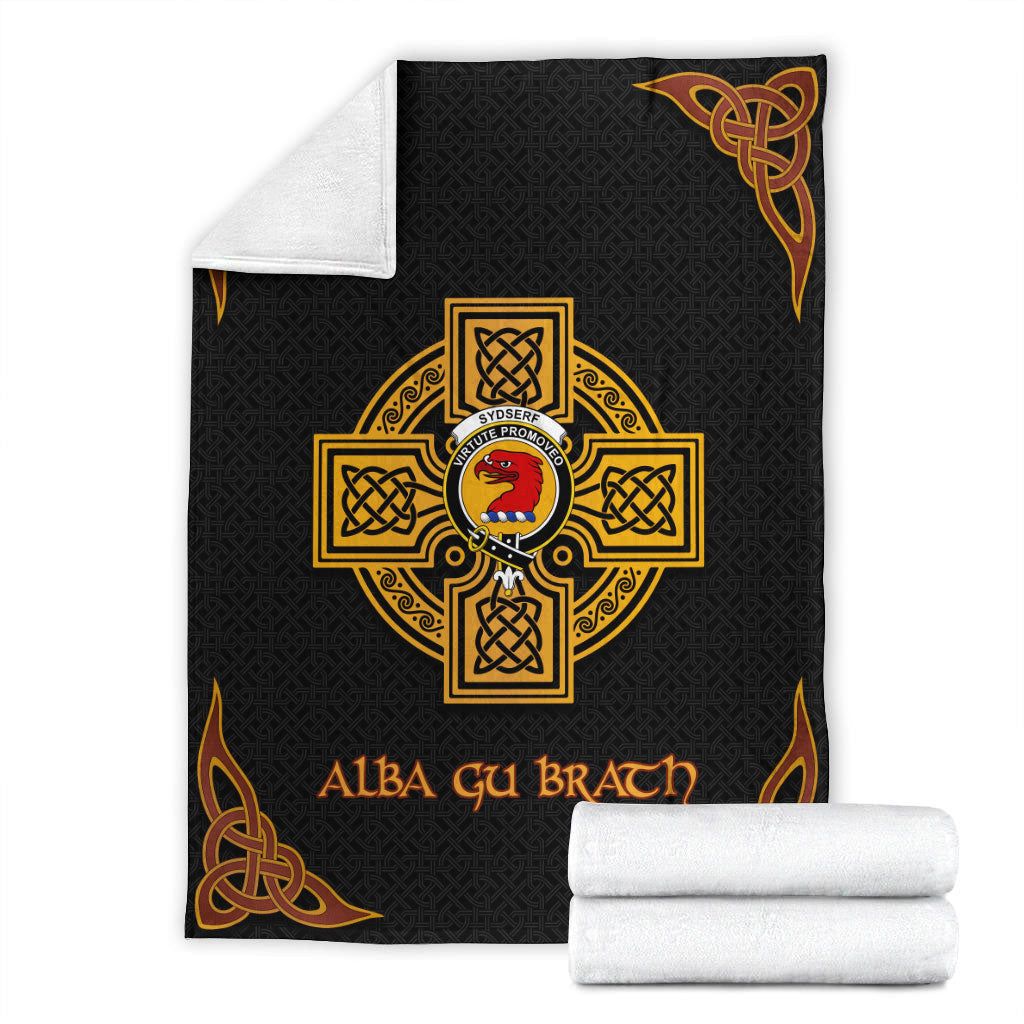 Sydserf (or Sideserf) Clan Crest Premium Blanket Black  Celtic Cross Style HW18 Clan Ross Tartan Today   