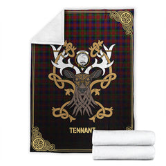 Clan Tennant Tartan Crest Premium Blanket Celtic Stag Style VK91 Clan Tennant Tartan Today   