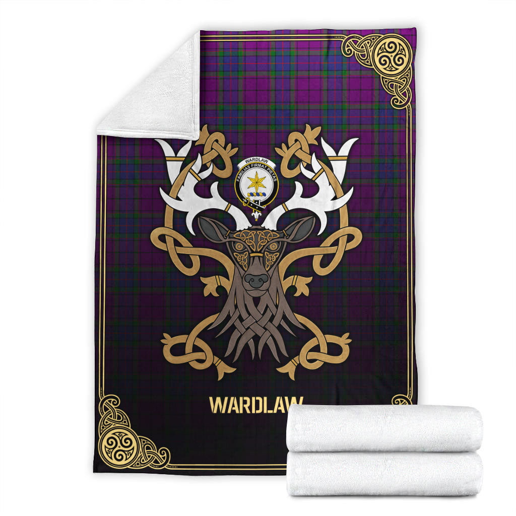 Clan Wardlaw Modern Tartan Crest Premium Blanket Celtic Stag Style KC64 Clan Wardlaw Tartan Today   
