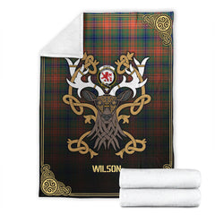 Clan Wilson Ancient Tartan Crest Premium Blanket Celtic Stag Style ZH51 Clan Wilson Tartan Today   