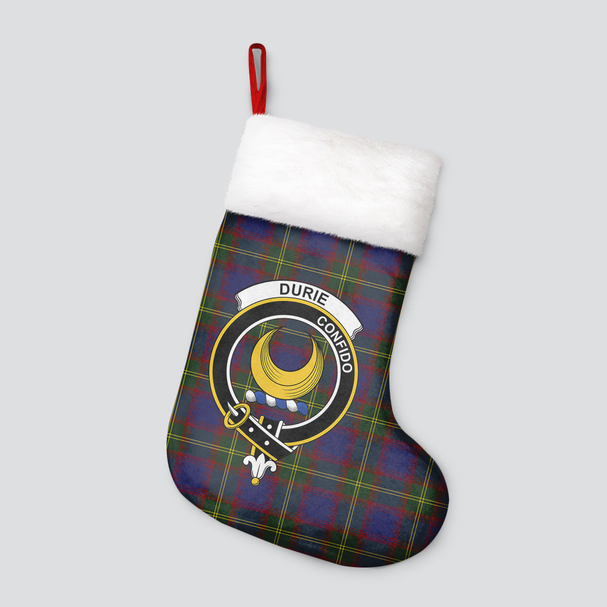 Clan Durie Tartan Crest Christmas Stocking WY13 Durie Tartan Tartan Stocking   