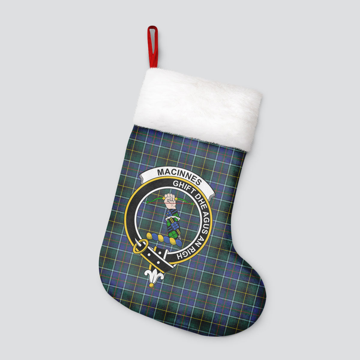 Clan MacInnes Modern Tartan Crest Christmas Stocking WB41 MacInnes Modern Tartan Tartan Stocking   