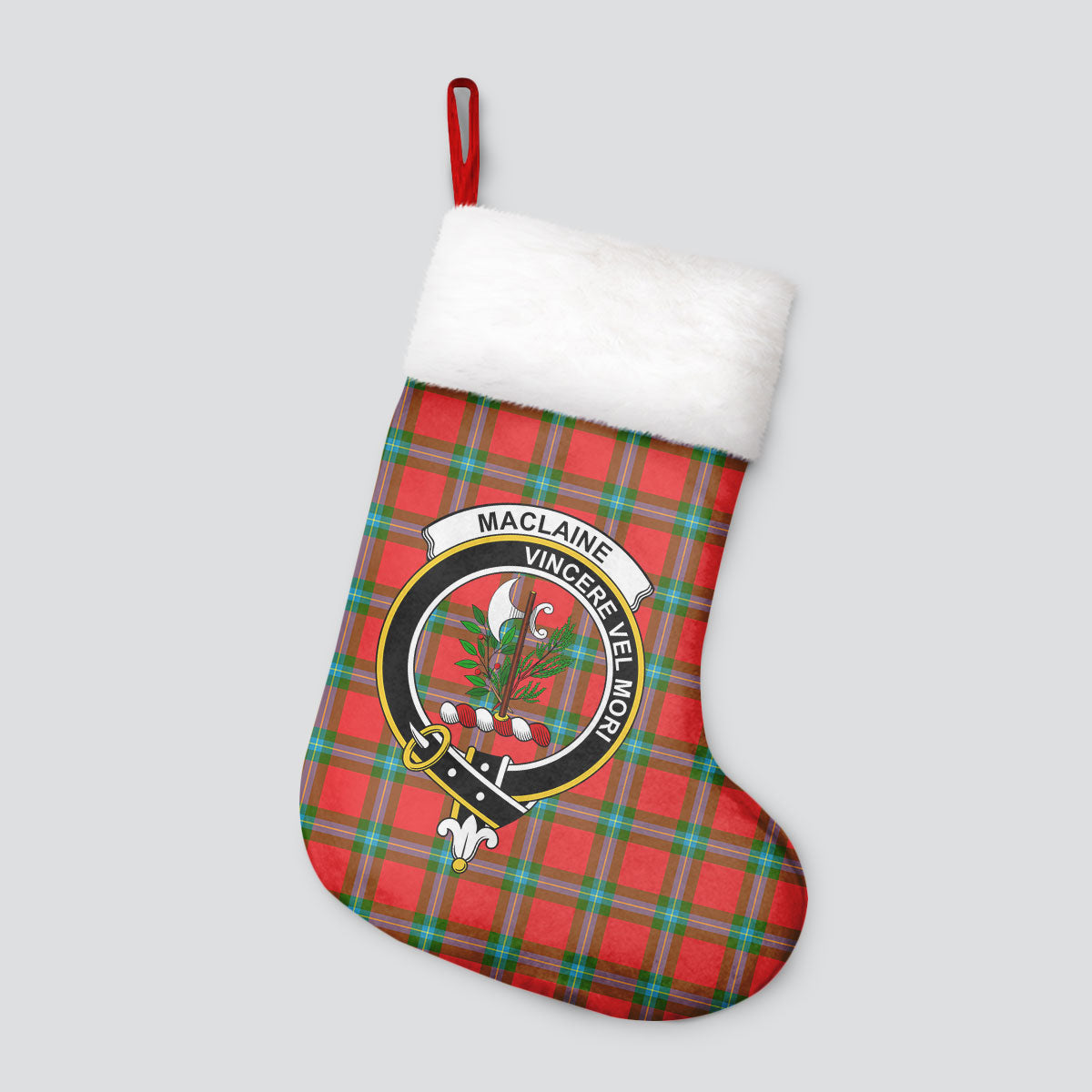 Clan MacLaine of Loch Buie Tartan Crest Christmas Stocking VF26 MacLaine of Loch Buie Tartan Tartan Stocking   