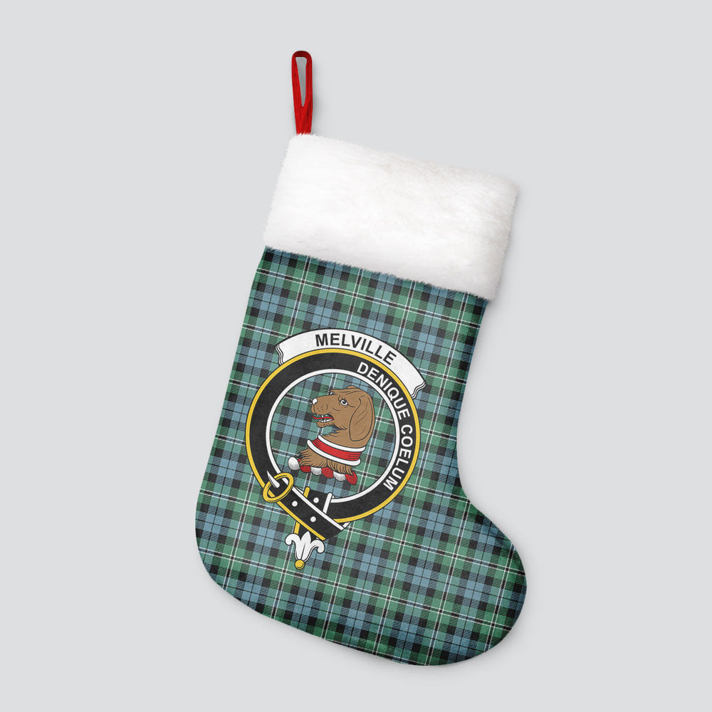Clan Melville Tartan Crest Christmas Stocking FK55 Melville Tartan Tartan Stocking   