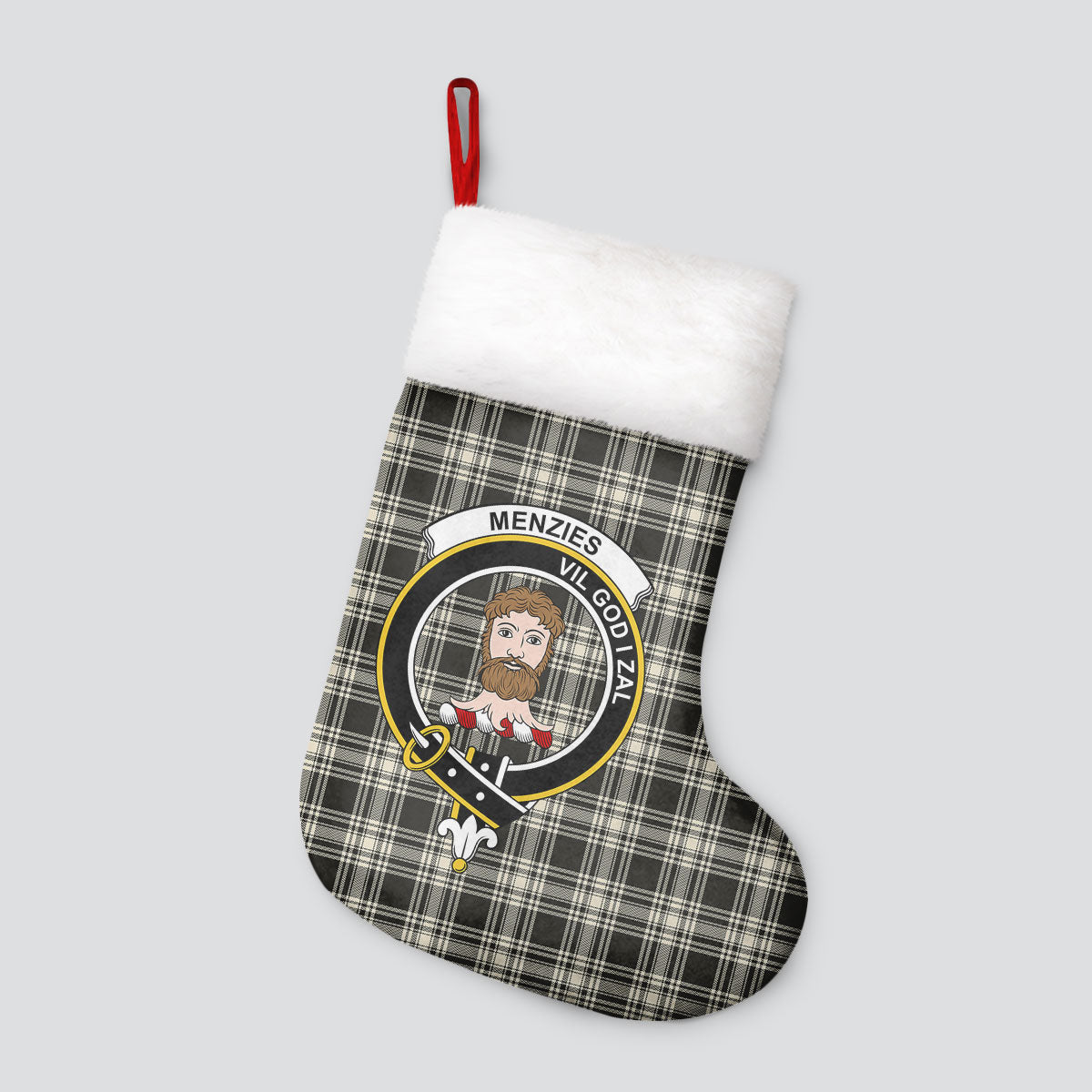 Clan Menzies Black _ White Ancient Tartan Crest Christmas Stocking NQ42 Menzies Black _ White Ancient Tartan Tartan Stocking   