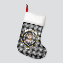 Clan Menzies Black _ White Modern Tartan Crest Christmas Stocking KR48 Menzies Black _ White Modern Tartan Tartan Stocking   
