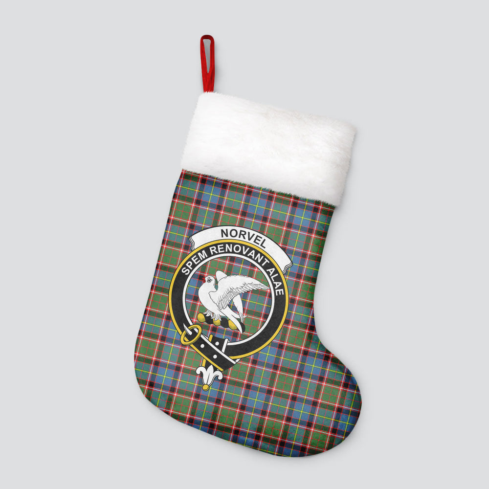 Clan Norvel (or Norvill) Tartan Crest Christmas Stocking AH77 Norvel (or Norvill) Tartan Tartan Stocking   