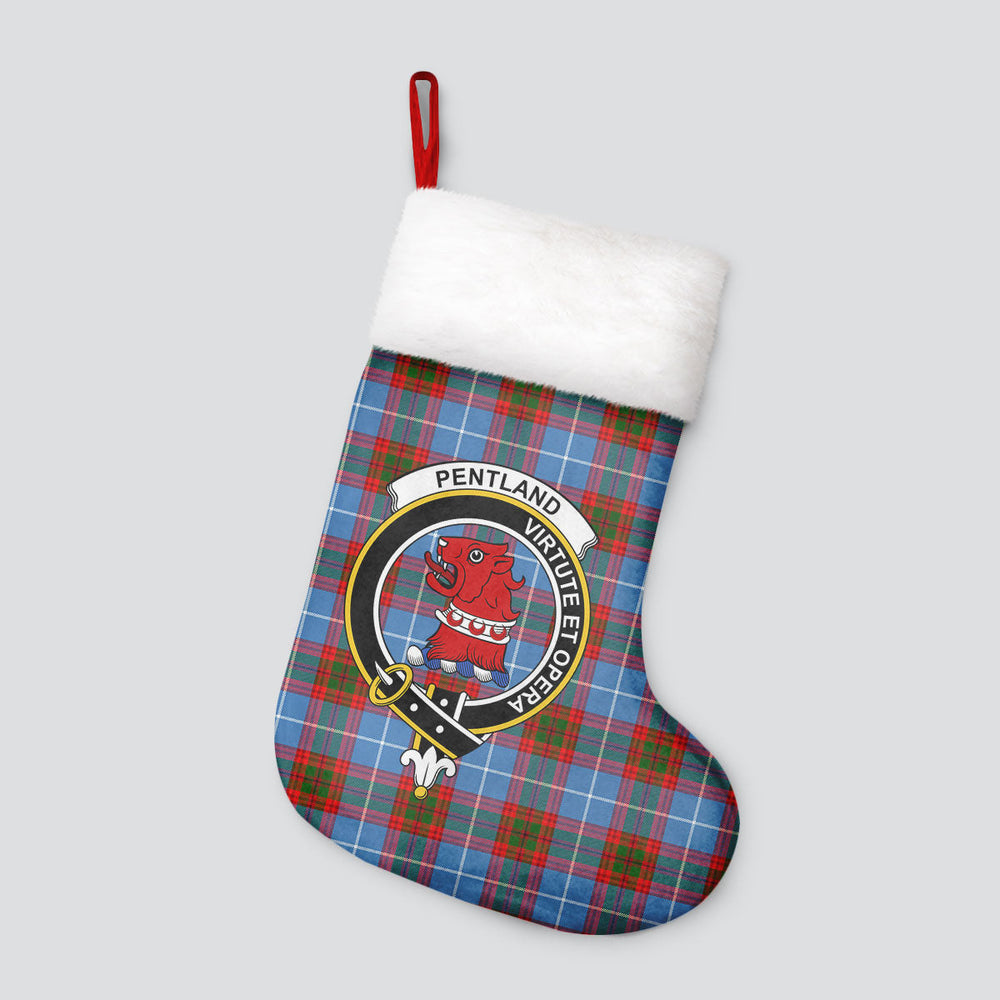 Clan Pentland Tartan Crest Christmas Stocking NT20 Pentland Tartan Tartan Stocking   