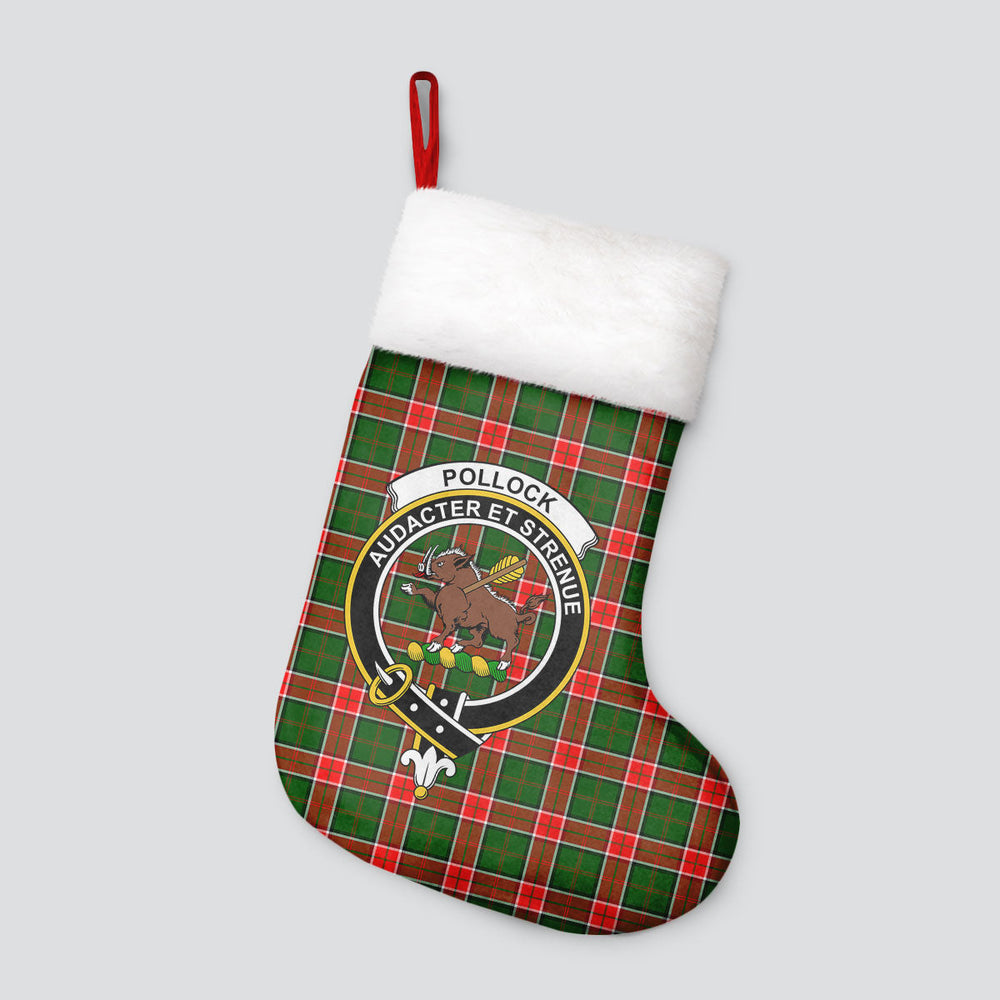 Clan Pollock Tartan Crest Christmas Stocking SB98 Pollock Tartan Tartan Stocking   