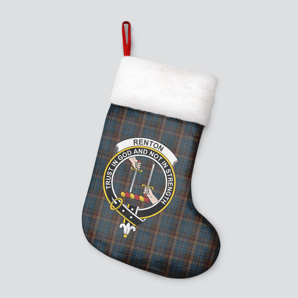 Clan Renton Tartan Crest Christmas Stocking PQ92 Renton Tartan Tartan Stocking   
