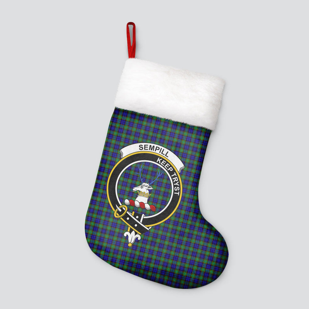 Clan Sempill Modern Tartan Crest Christmas Stocking FW80 Sempill Modern Tartan Tartan Stocking   