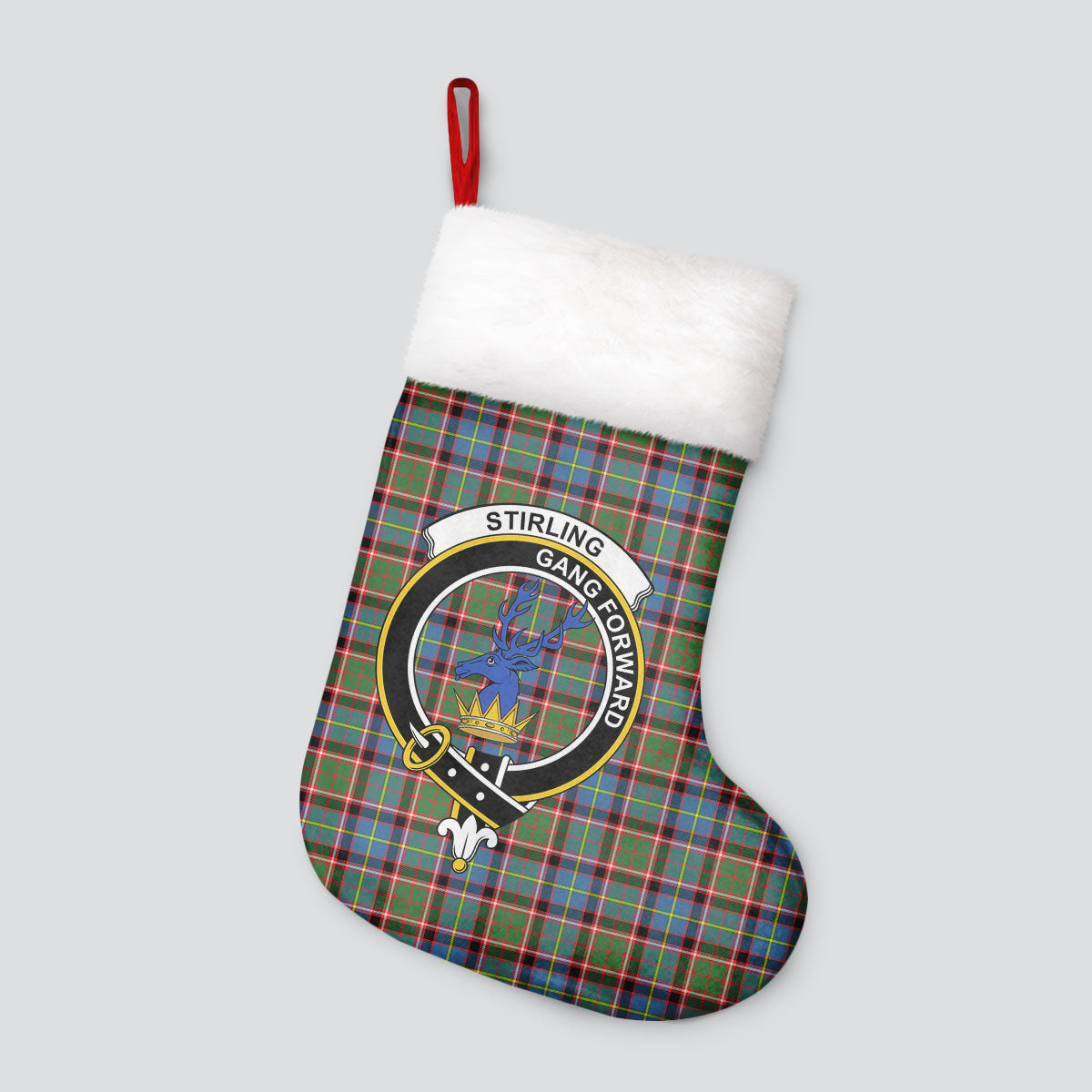 Clan Stirling (of Cadder-Present Chief) Tartan Crest Christmas Stocking ZV53 Stirling (of Cadder-Present Chief) Tartan Tartan Stocking   