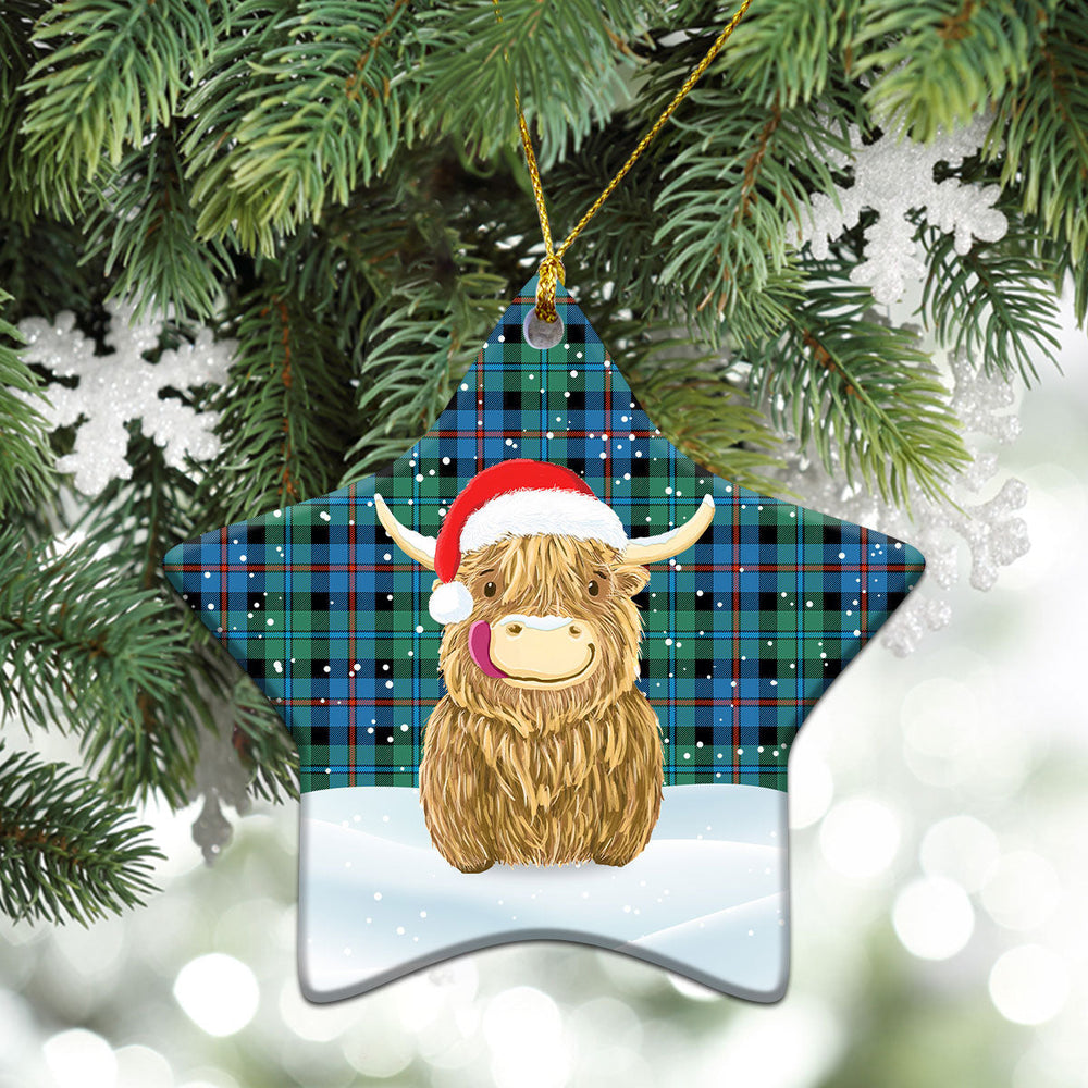 Clan Campbell of Cawdor Ancient Tartan Christmas Ceramic Ornament Highland Cows Style PB84 Campbell of Cawdor Ancient Tartan Tartan Ornament   