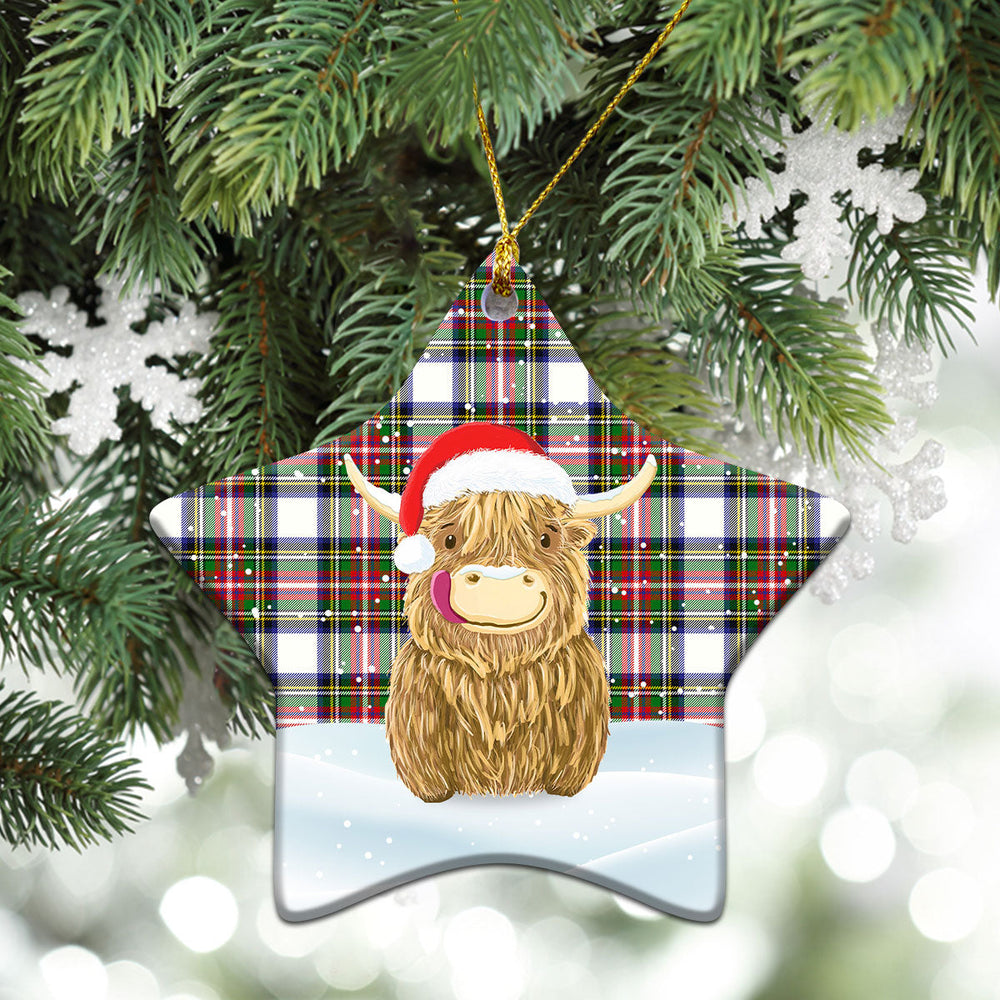 Clan Dennistoun Tartan Christmas Ceramic Ornament Highland Cows Style JB83 Dennistoun Tartan Tartan Ornament   