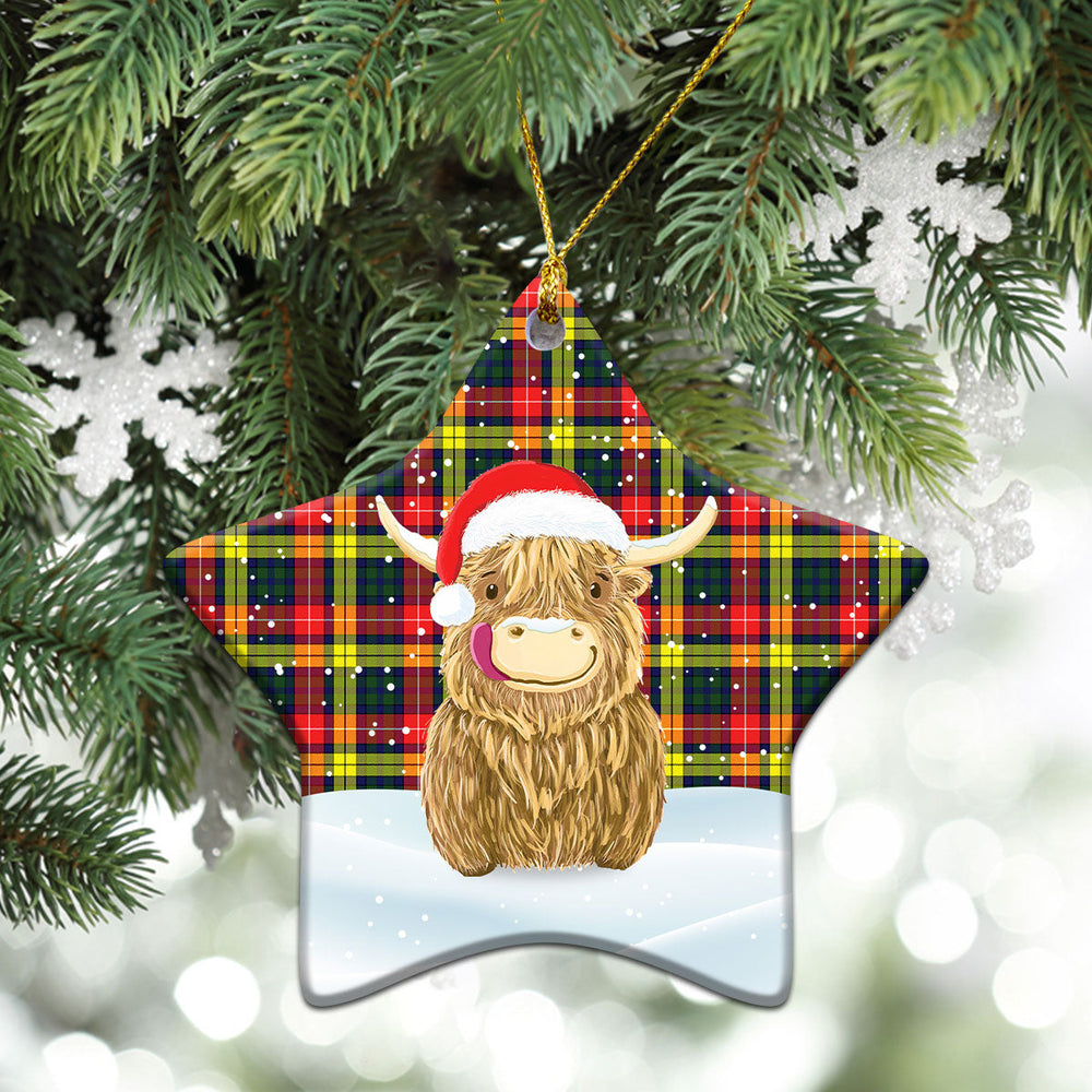 Clan Dewar Tartan Christmas Ceramic Ornament Highland Cows Style CR45 Dewar Tartan Tartan Ornament   