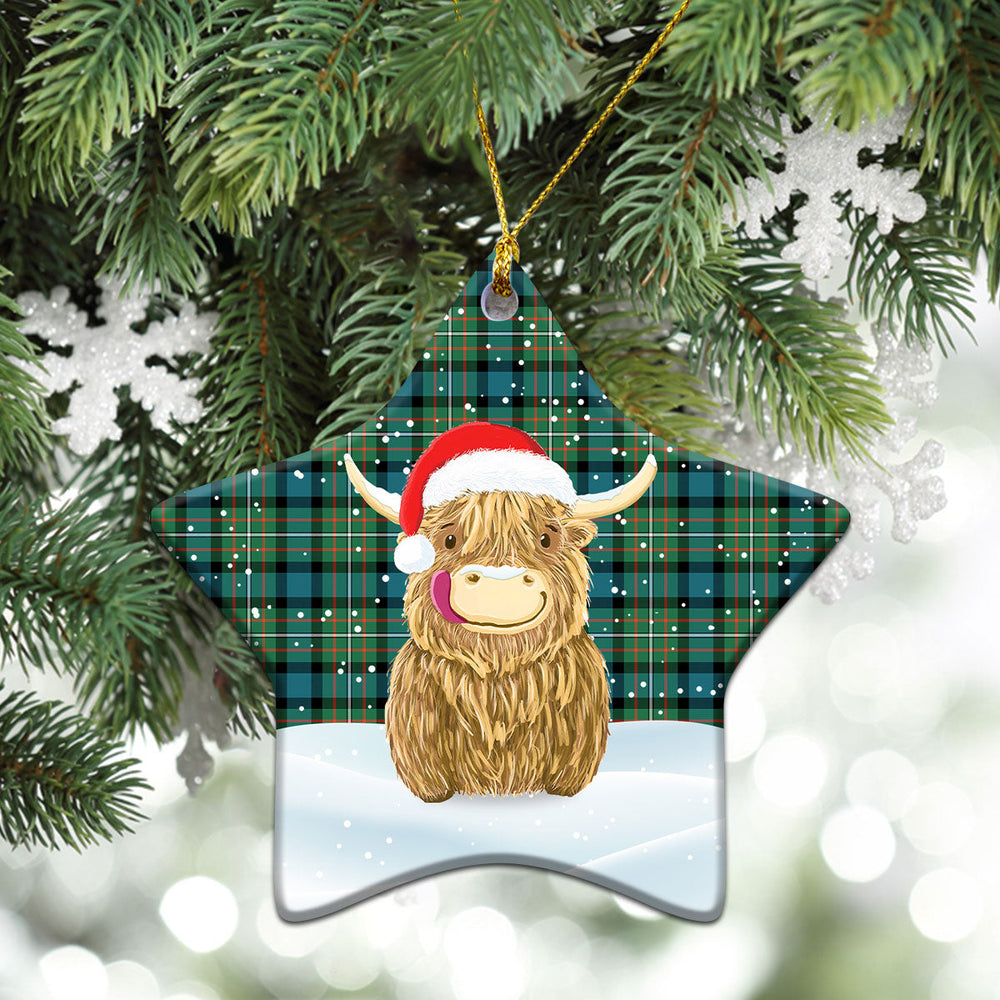 Clan Ferguson Ancient Tartan Christmas Ceramic Ornament Highland Cows Style PW93 Ferguson Ancient Tartan Tartan Ornament   