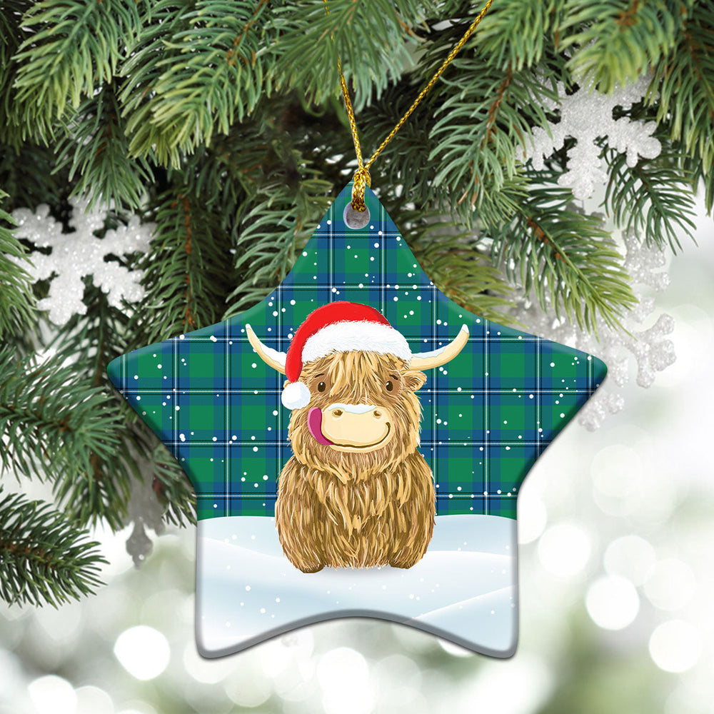 Clan Irvine Ancient Tartan Christmas Ceramic Ornament Highland Cows Style DA37 Irvine Ancient Tartan Tartan Ornament   