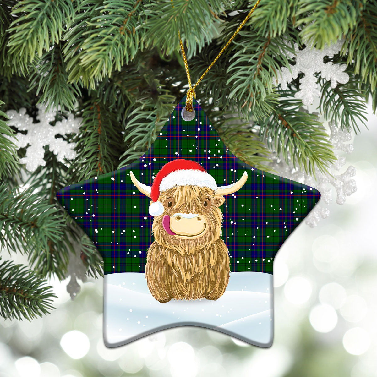 Clan Lockhart Modern Tartan Christmas Ceramic Ornament Highland Cows Style II90 Lockhart Modern Tartan Tartan Ornament   