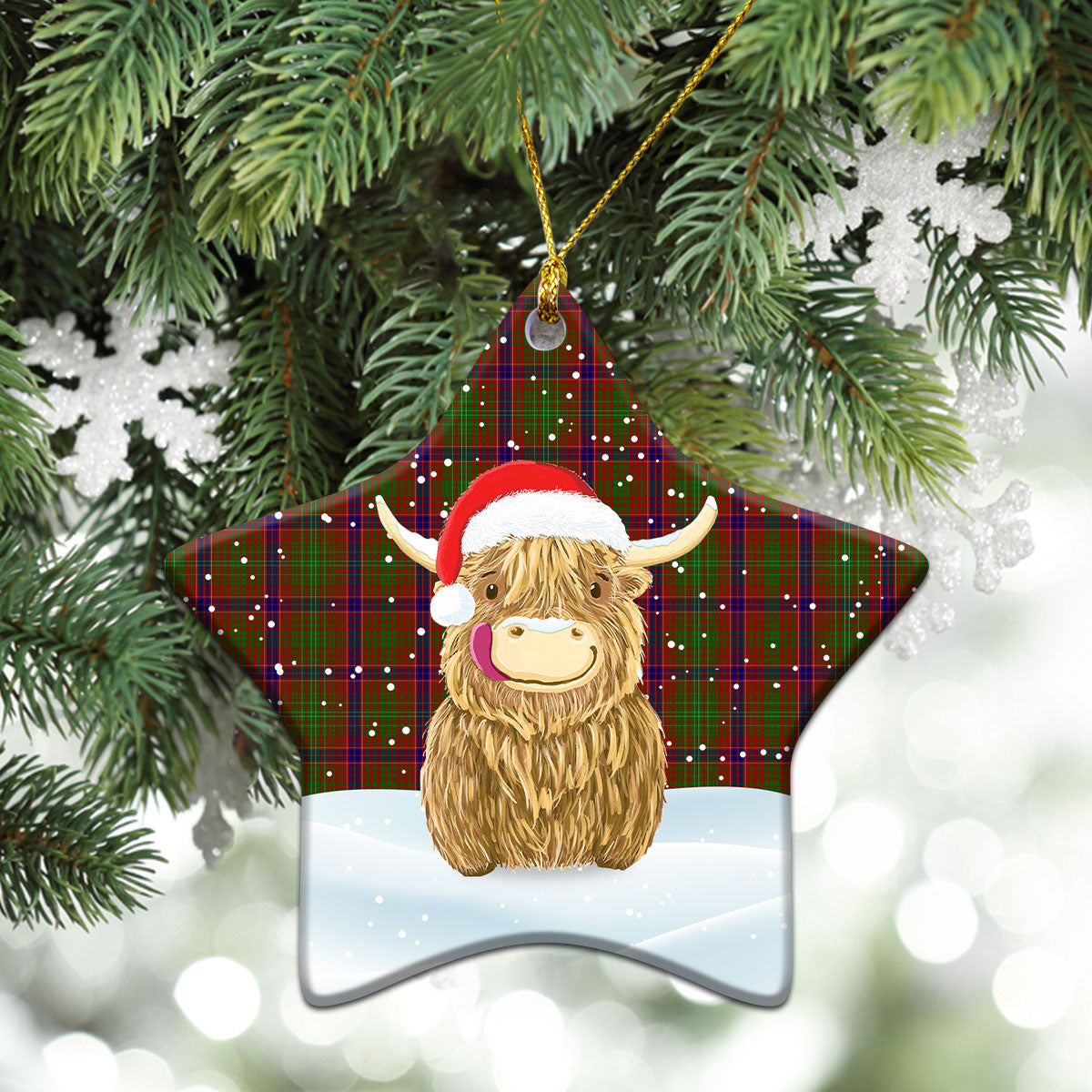 Clan Lumsden Tartan Christmas Ceramic Ornament Highland Cows Style KS48 Lumsden Tartan Tartan Ornament   
