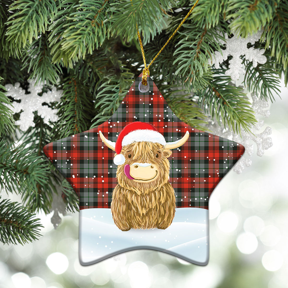 Clan MacLachlan Weathered Tartan Christmas Ceramic Ornament Highland Cows Style XV85 MacLachlan Weathered Tartan Tartan Ornament   