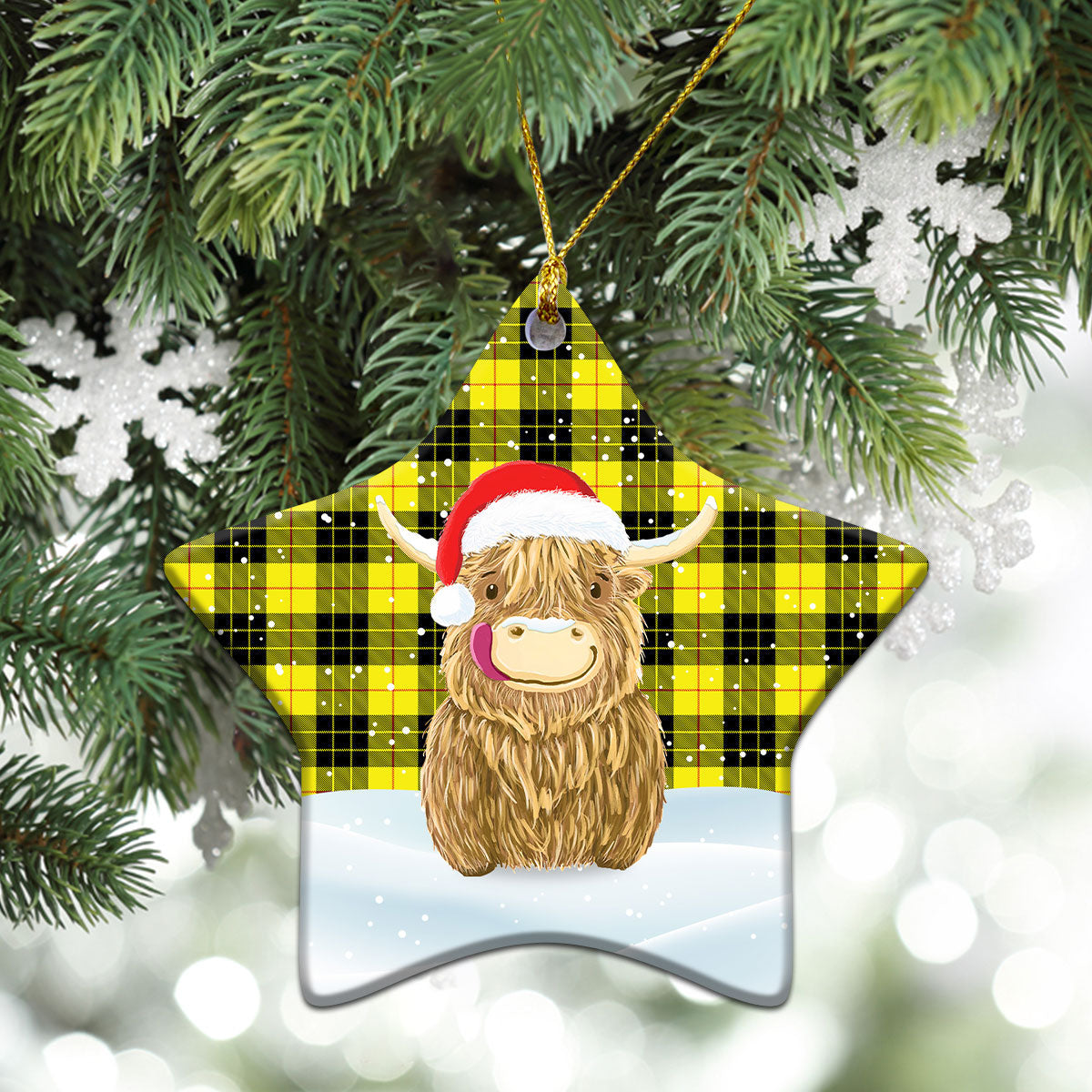 Clan MacLeod of Lewis Modern Tartan Christmas Ceramic Ornament Highland Cows Style BV15 MacLeod of Lewis Modern Tartan Tartan Ornament   