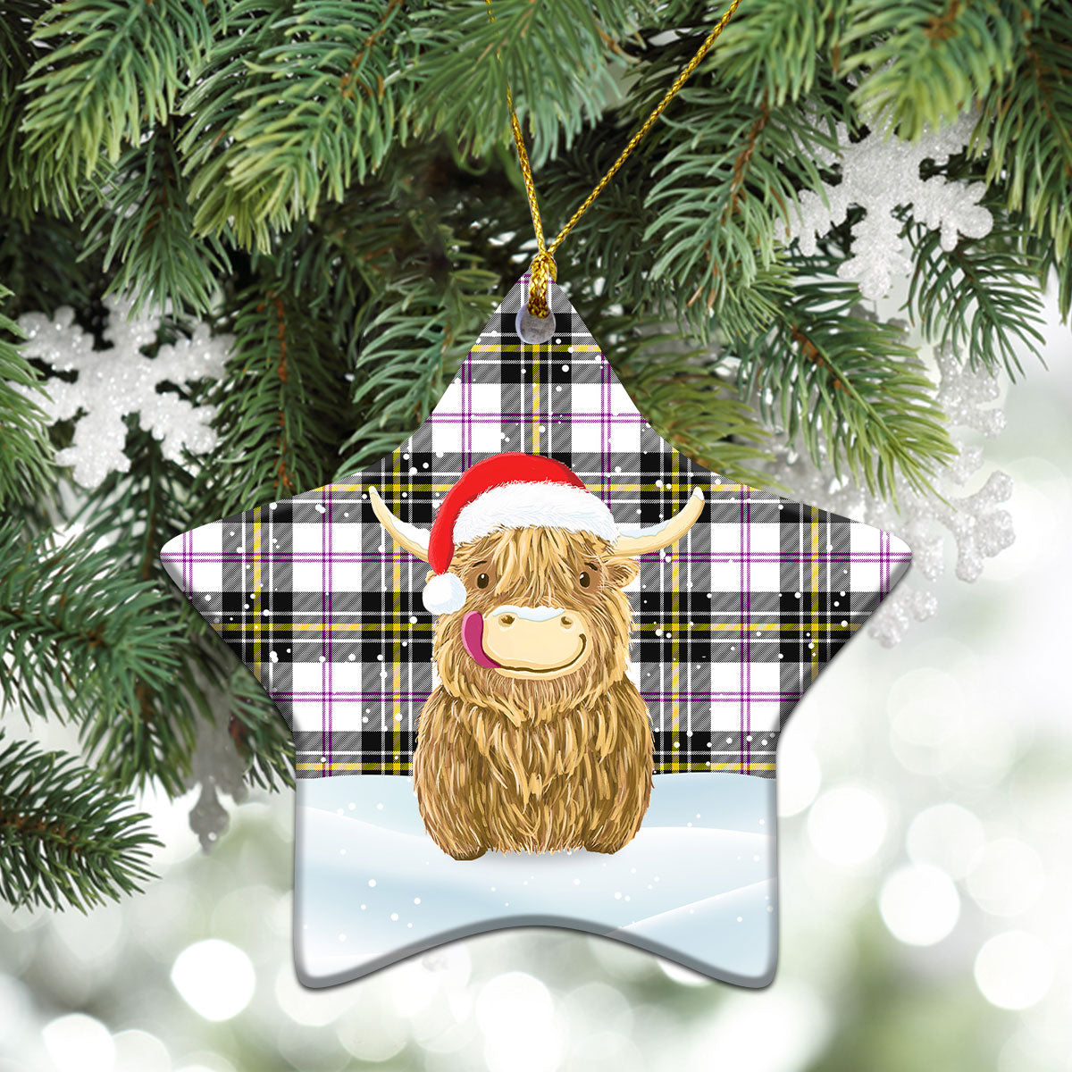 Clan MacPherson Dress Modern Tartan Christmas Ceramic Ornament Highland Cows Style LZ13 MacPherson Dress Modern Tartan Tartan Ornament   