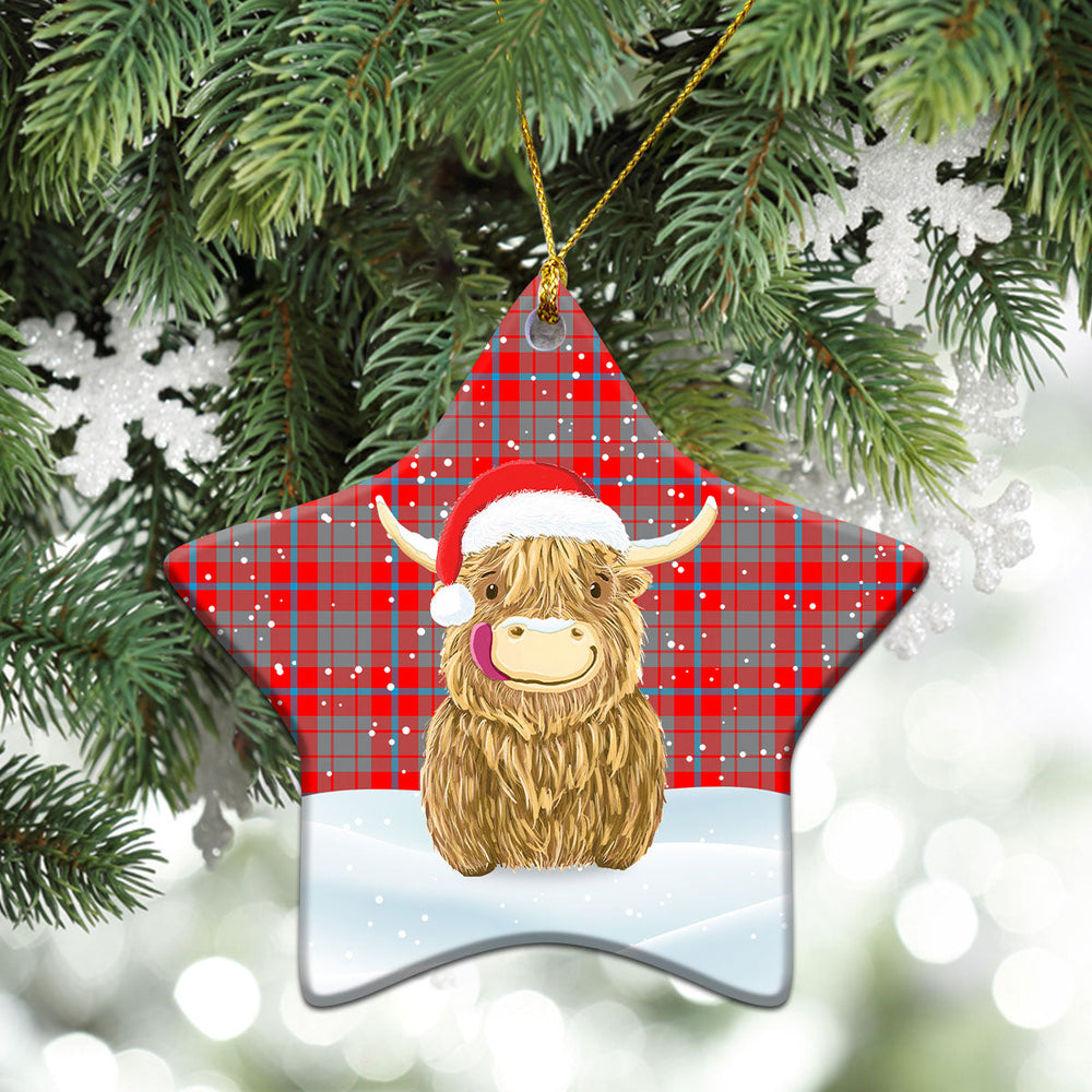 Clan Moubray Tartan Christmas Ceramic Ornament Highland Cows Style PR51 Moubray Tartan Tartan Ornament   