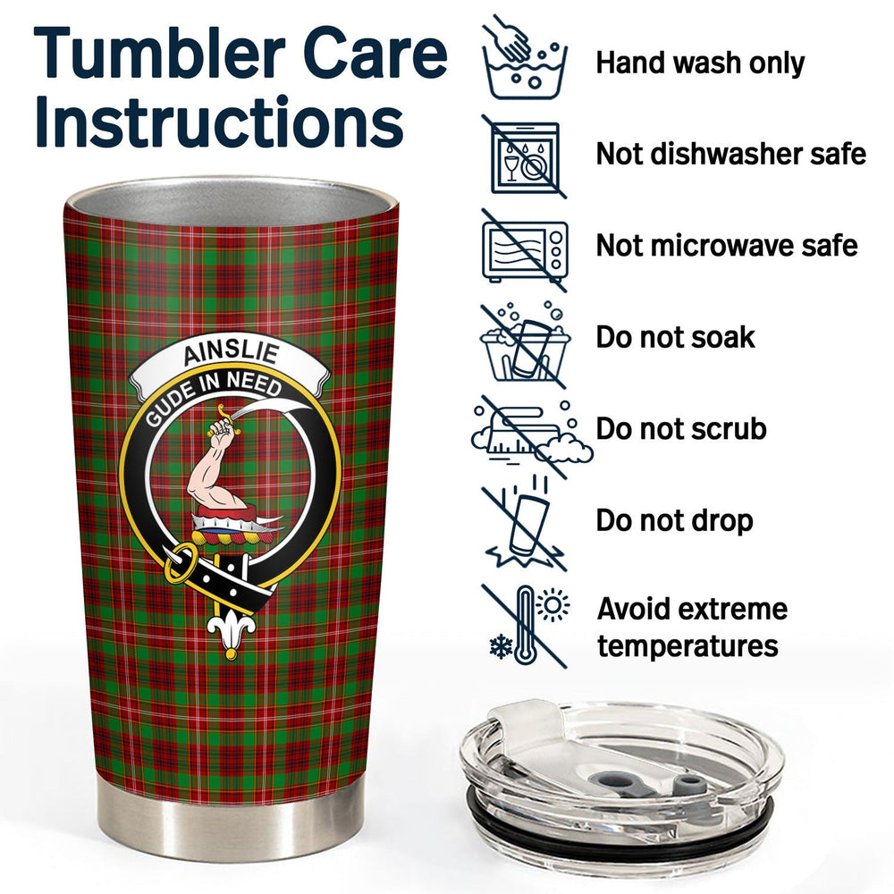 Clan Ainslie Tartan Crest Tumbler BI16 Clan Ainslie Tartan Today   