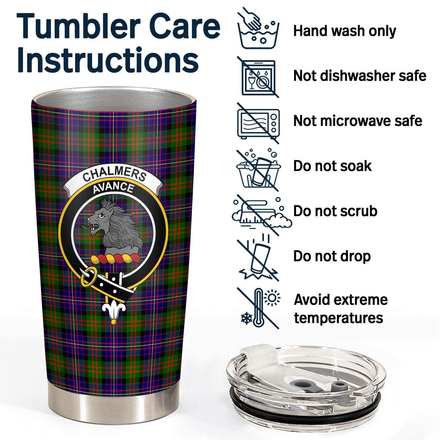 Clan Chalmers Tartan Crest Tumbler ZW71 Clan Chalmers Tartan Today   