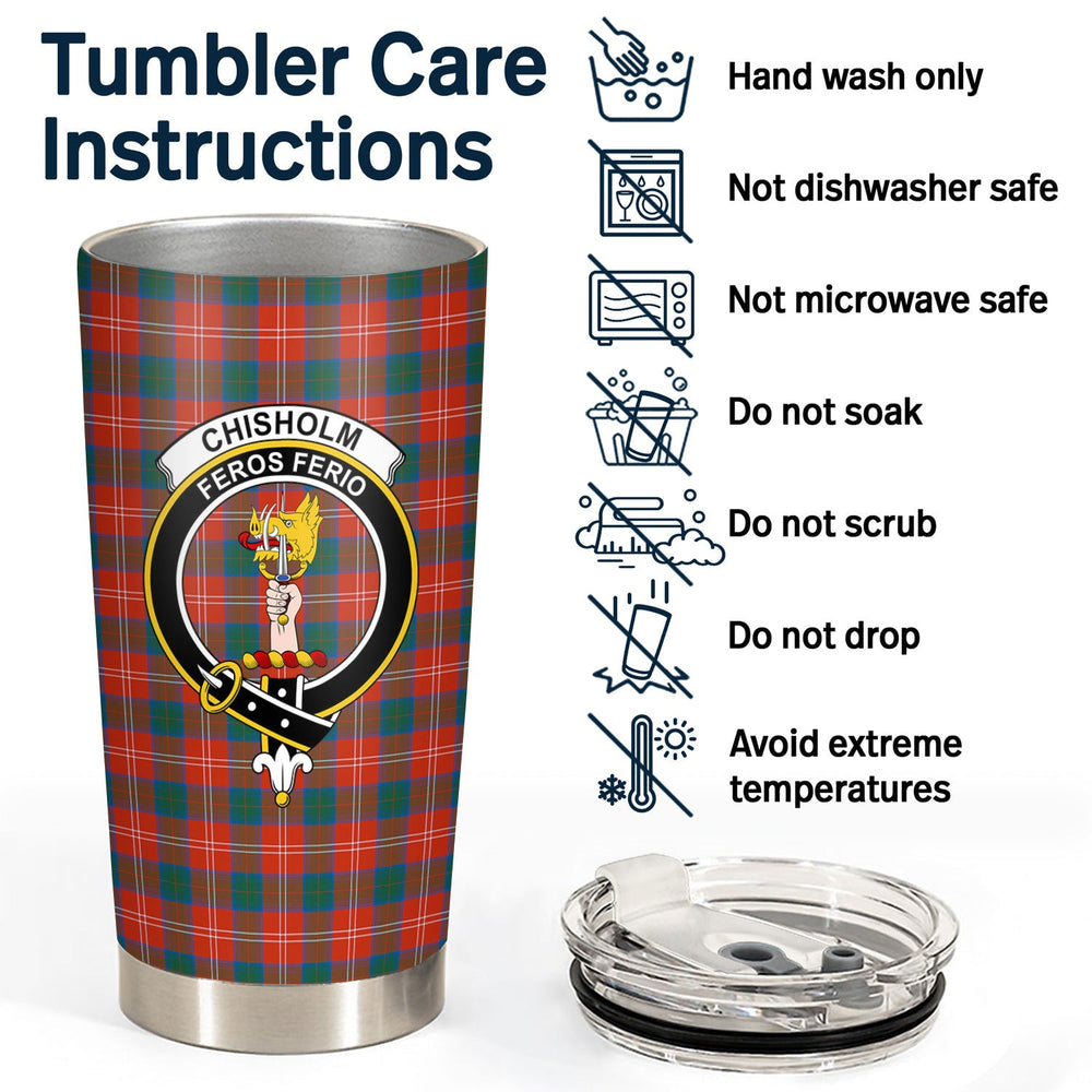 Clan Chisholm Ancient Tartan Crest Tumbler FP30 Clan Chisholm Tartan Today   