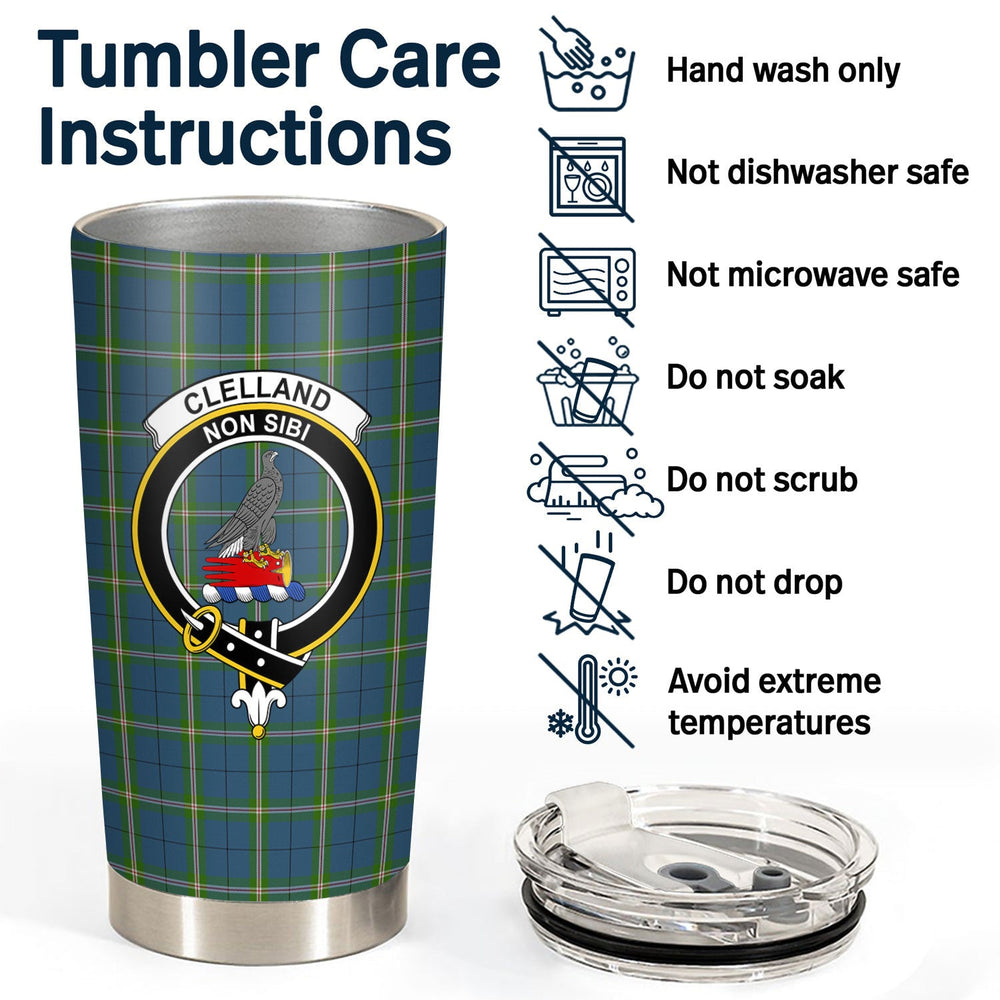 Clan Clelland Tartan Crest Tumbler XY44 Clan Clelland Tartan Today   