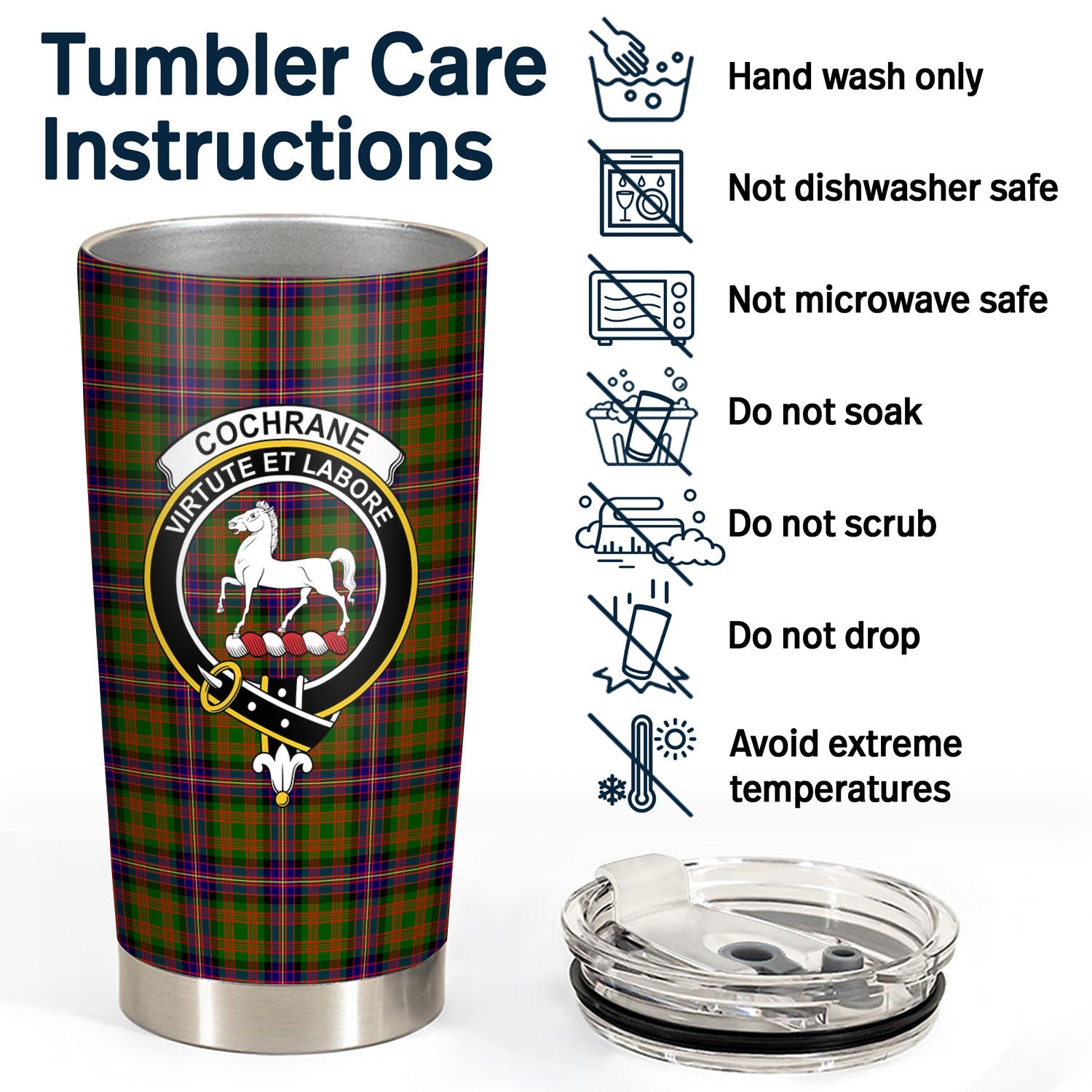 Clan Cochrane Modern Tartan Crest Tumbler FS26 Clan Cochrane Tartan Today   
