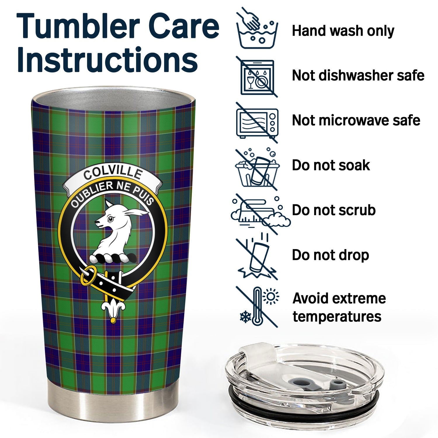 Clan Colville Tartan Crest Tumbler VL44 Clan Colville Tartan Today   