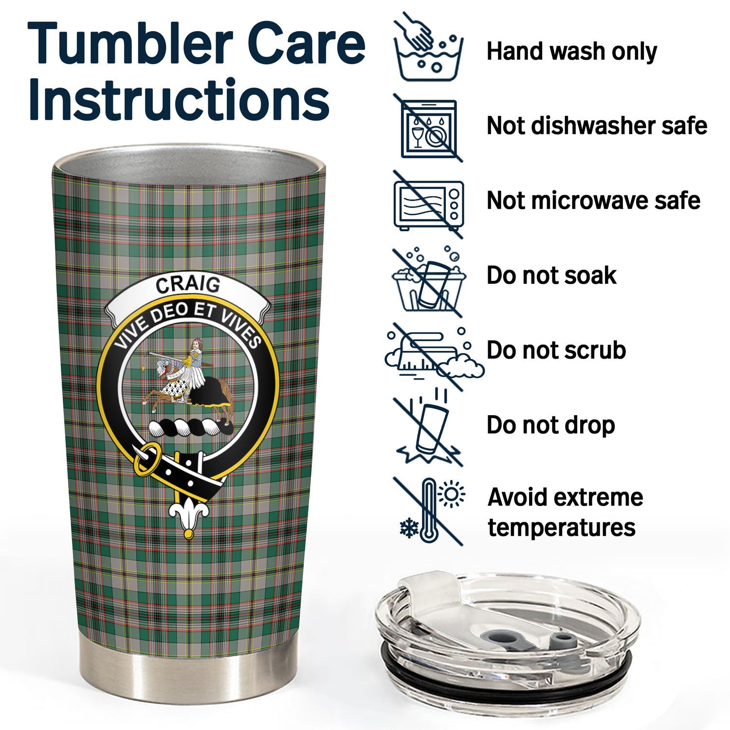 Clan Craig Ancient Tartan Crest Tumbler ZW81 Clan Craig Tartan Today   