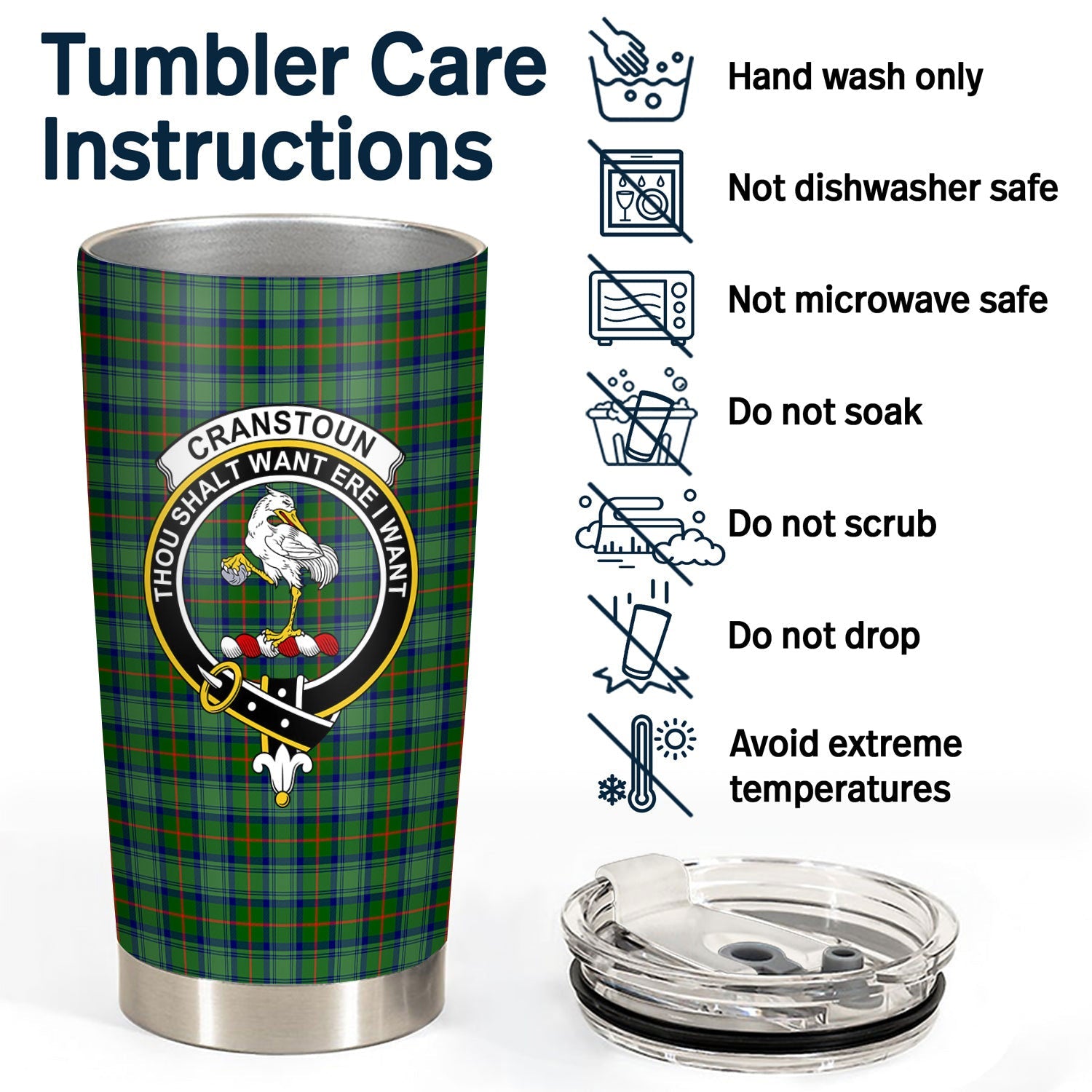 Clan Cranstoun Tartan Crest Tumbler AY24 Clan Cranstoun Tartan Today   