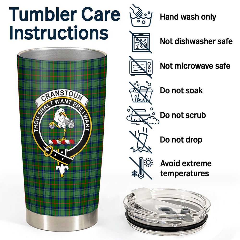 Clan Cranstoun Tartan Crest Tumbler AY24 Clan Cranstoun Tartan Today   