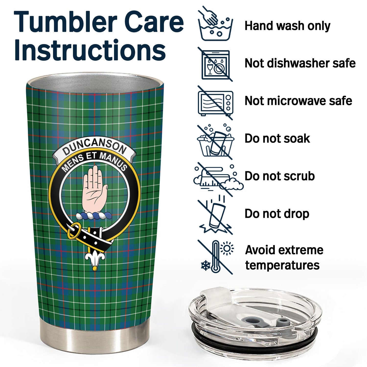 Clan Duncanson Tartan Crest Tumbler JM92 Clan Duncan Tartan Today   