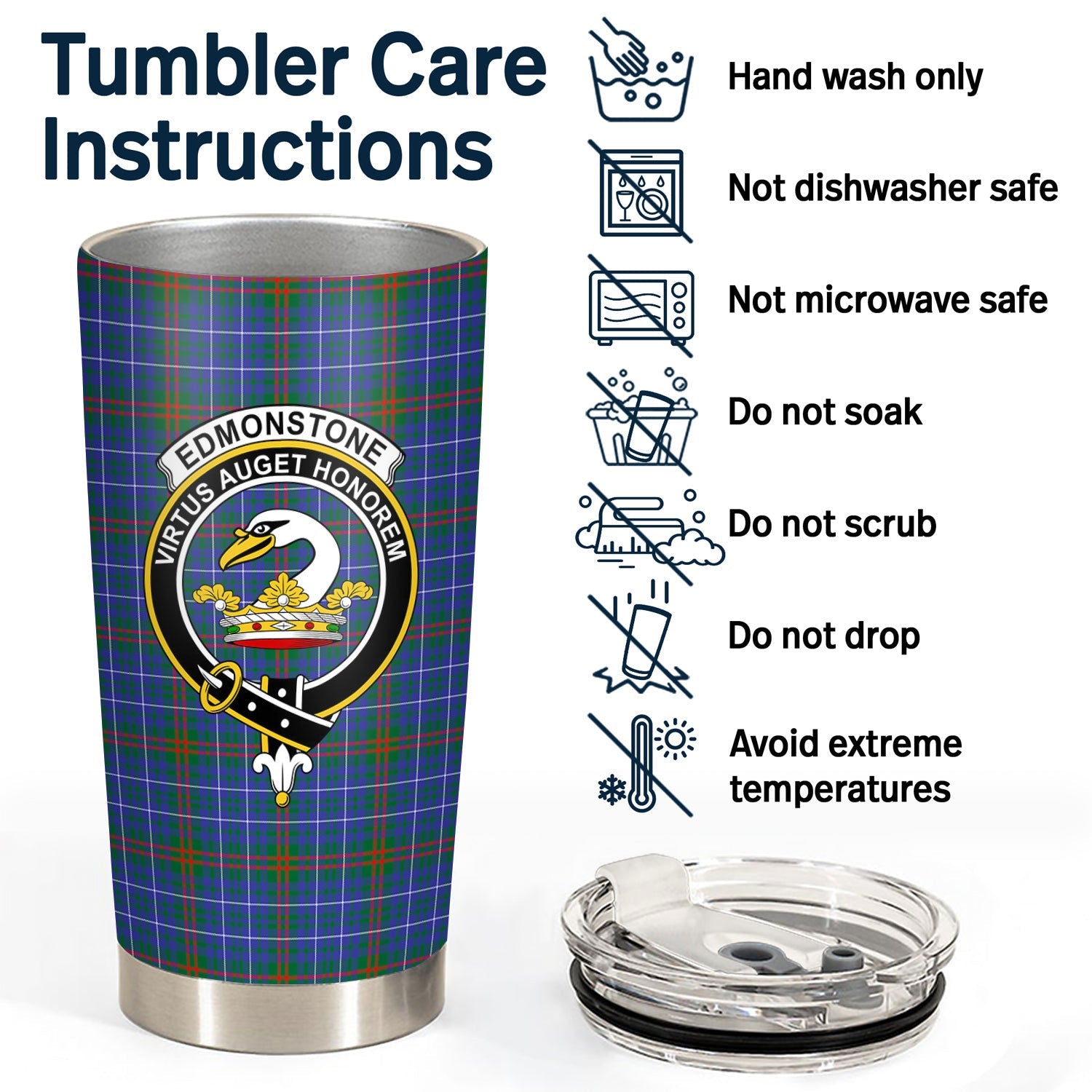 Clan Edmonstone Tartan Crest Tumbler IK15 Clan Edmonstone Tartan Today   