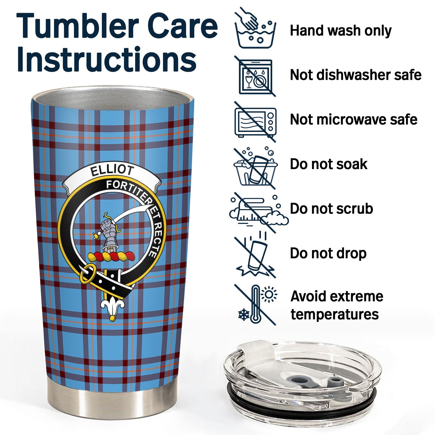 Clan Elliot Ancient Tartan Crest Tumbler HA59 Clan Elliot Tartan Today   