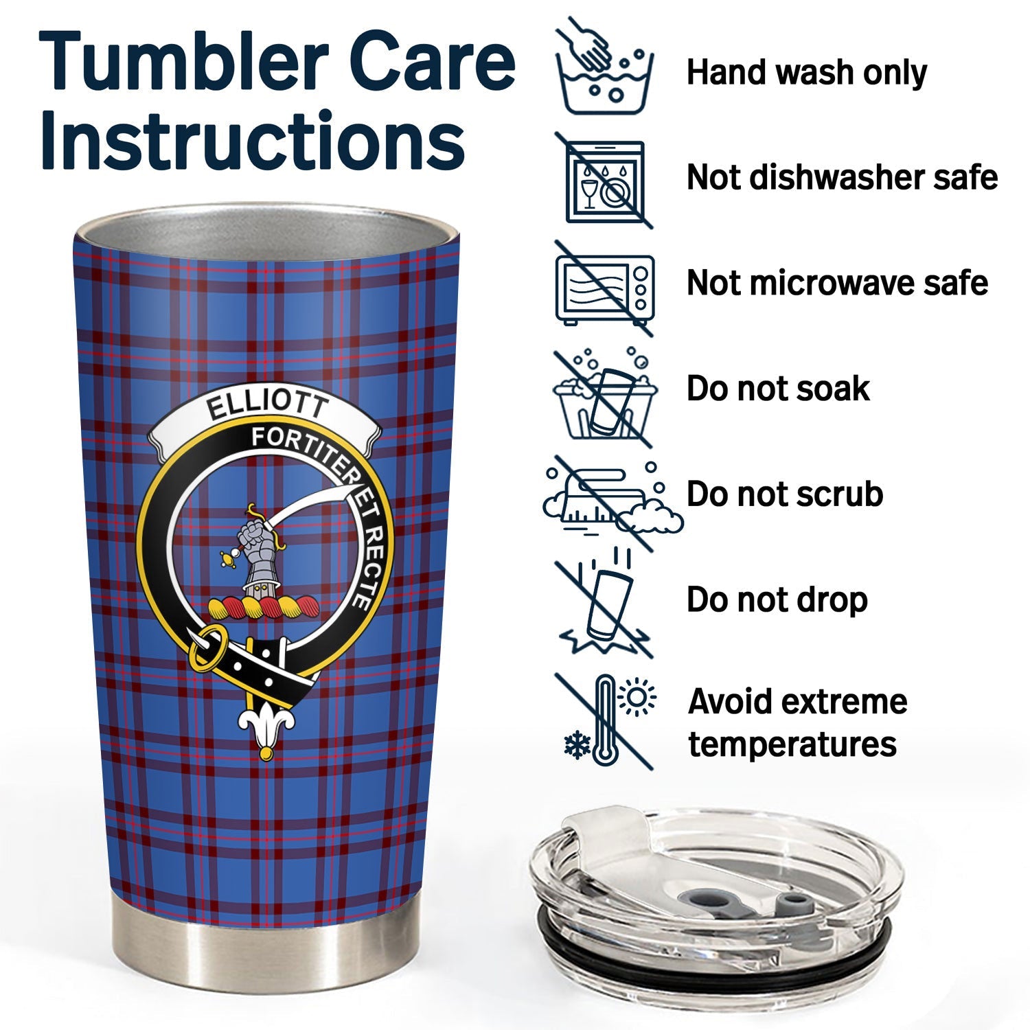 Clan Elliott Modern Tartan Crest Tumbler DJ34 Clan Elliot Tartan Today   