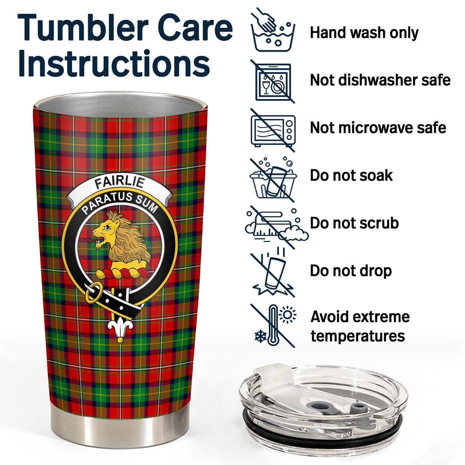 Clan Fairlie Tartan Crest Tumbler BO25 Clan Fairlie Tartan Today   