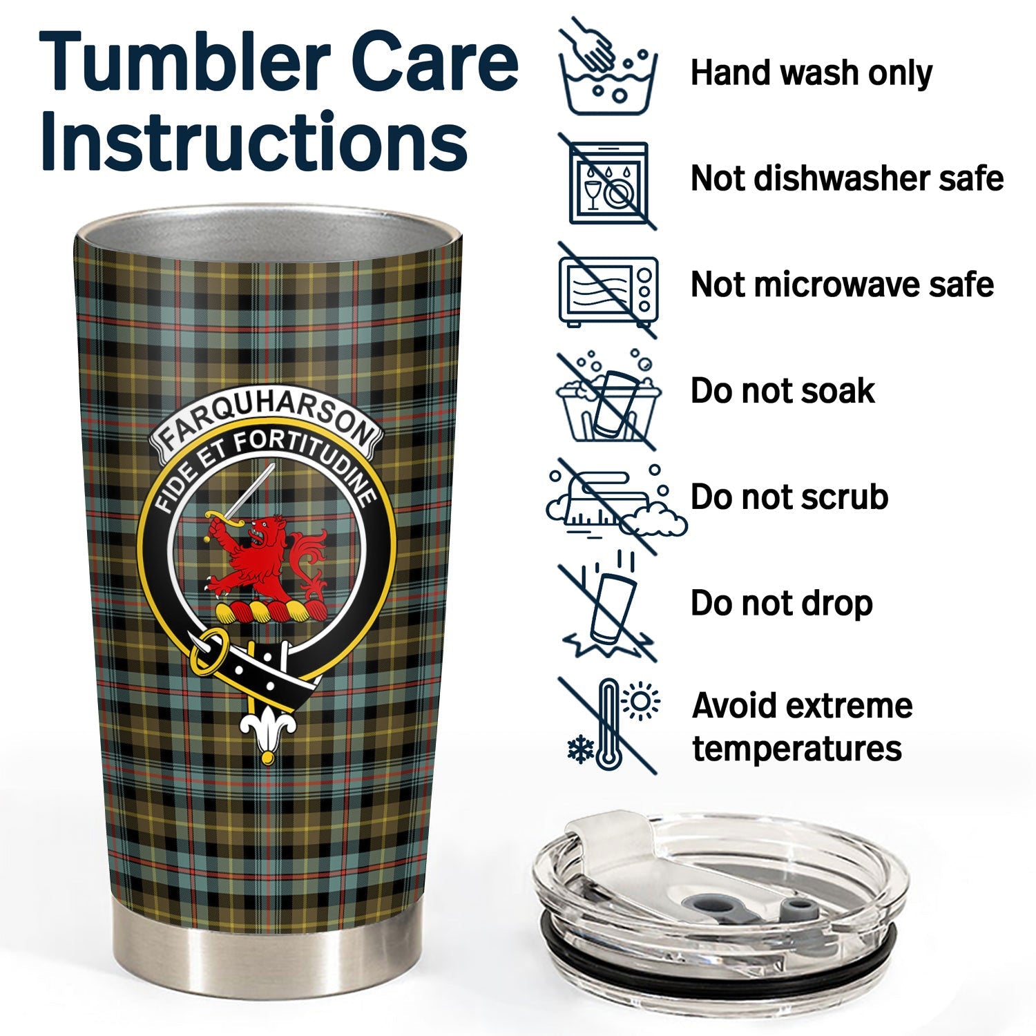 Clan Farquharson Weathered Tartan Crest Tumbler GI58 Clan Farquharson Tartan Today   