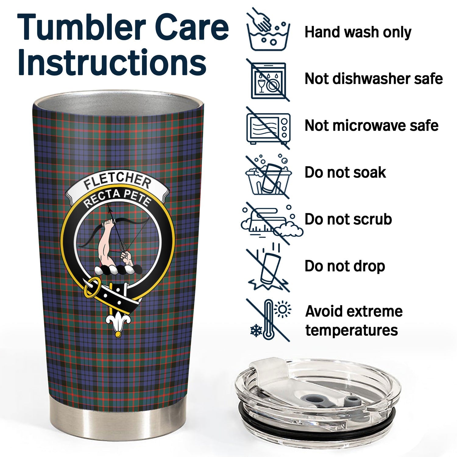 Clan Fletcher of Dunans Tartan Crest Tumbler RW96 Clan Fletcher Tartan Today   