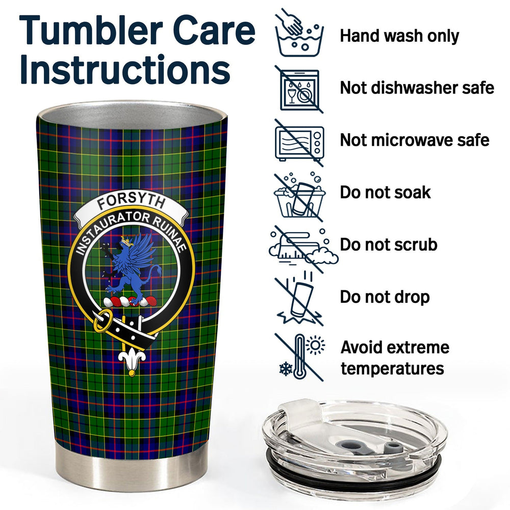 Clan Forsyth Modern Tartan Crest Tumbler GC57 Clan Forsyth Tartan Today   