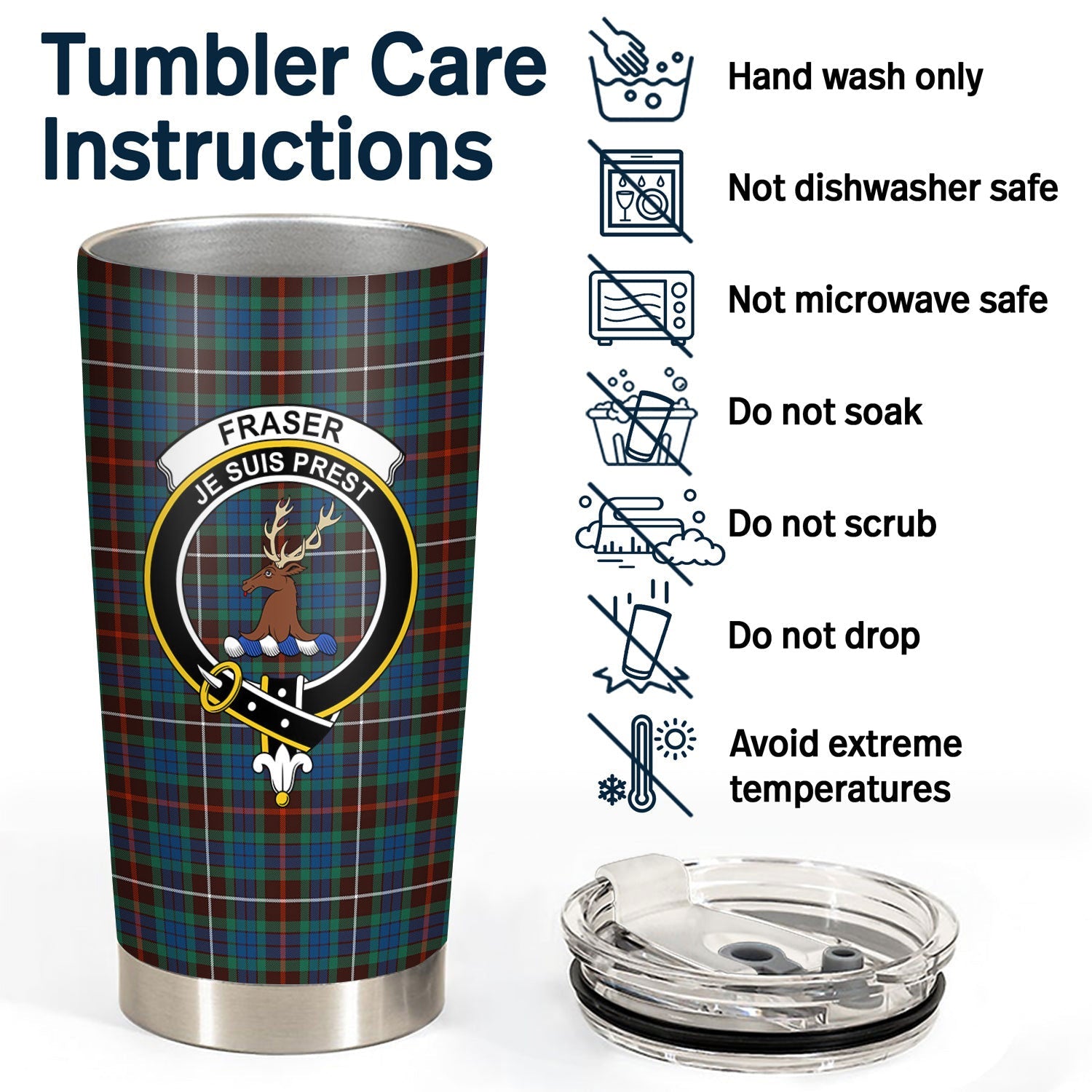 Clan Fraser (of Lovat) Hunting Ancient Tartan Crest Tumbler HS14 Clan Fraser Tartan Today   