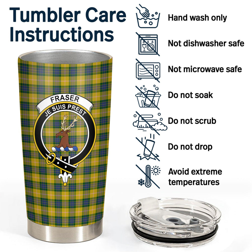 Clan Fraser (of Lovat) Yellow Tartan Crest Tumbler OK76 Clan Fraser Tartan Today   